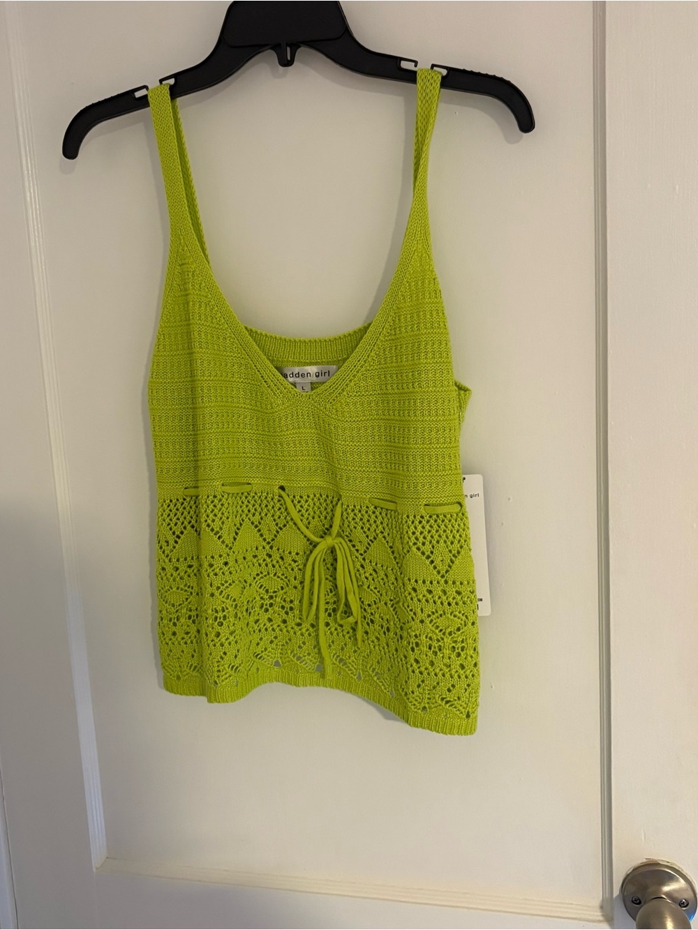 Madden Girl Chartreuse Crochet Knit Tank Top